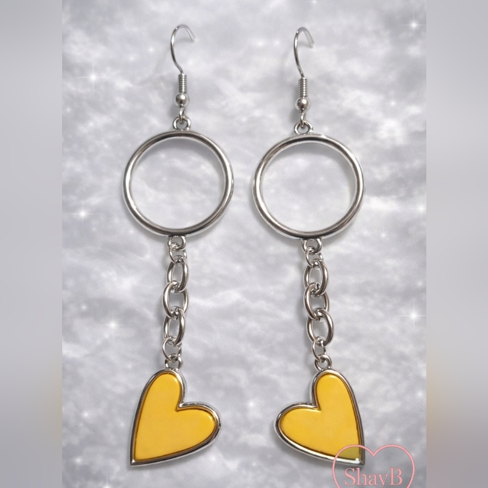 Paparazzi Silver and Yellow Heart Earrings